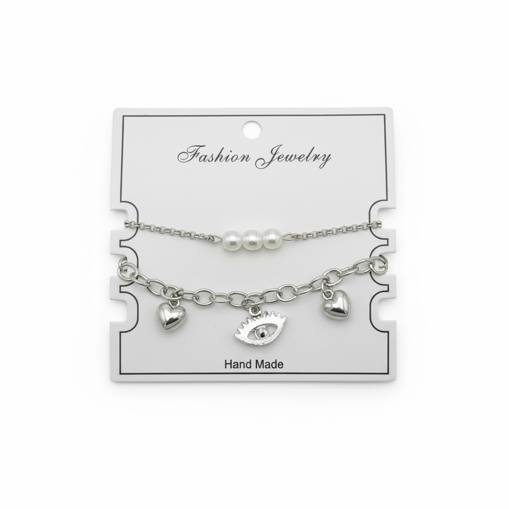 Pulsera Doble Plateada Ojo - Paquete de 12 piezas 14.08 c/u