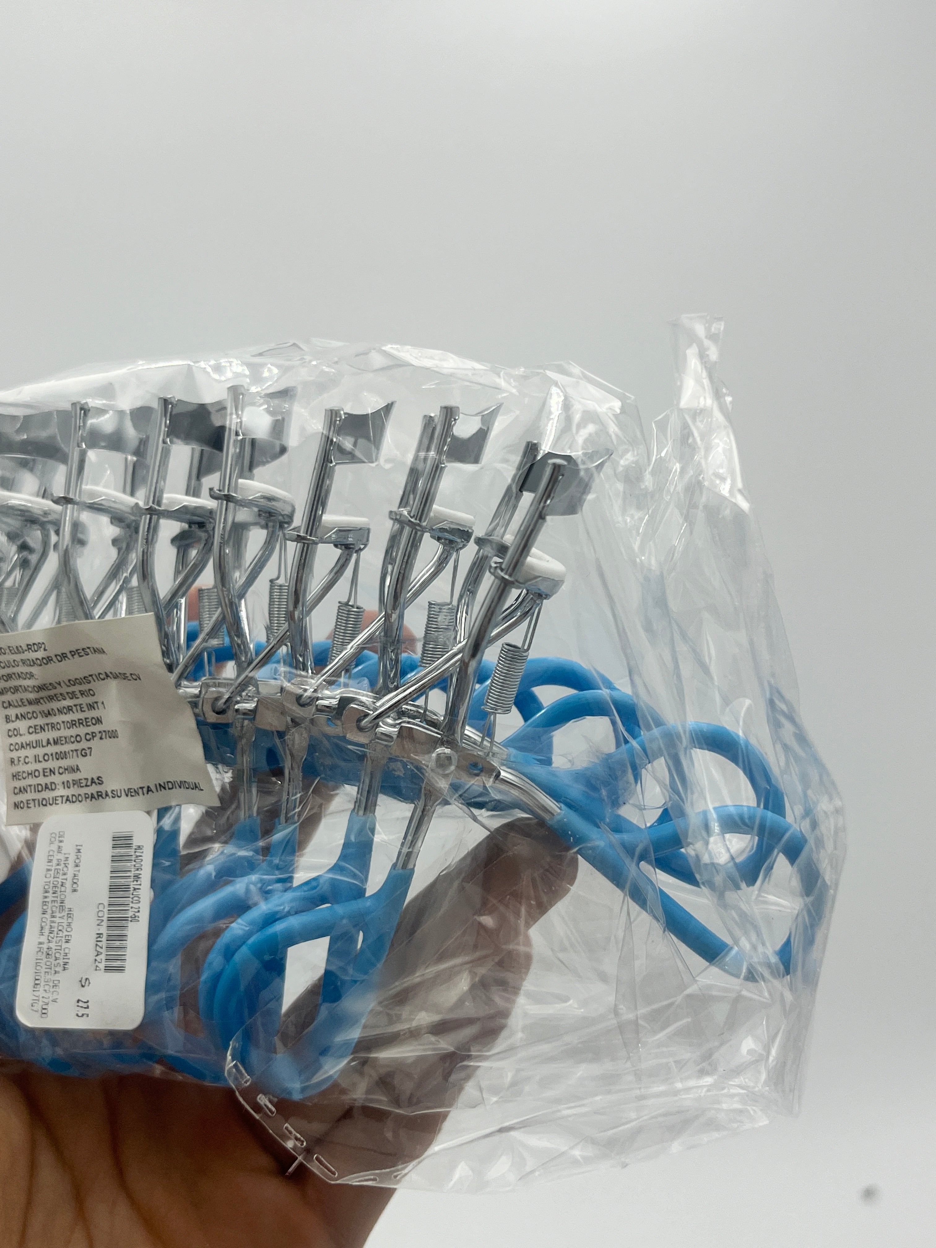 Rizador Metálico Azul Con Resorte - Paquete de 10 piezas 8.40 c/u