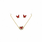 Collar con Aretes Mariposa - Paquete de 12 piezas 11.25 c/u