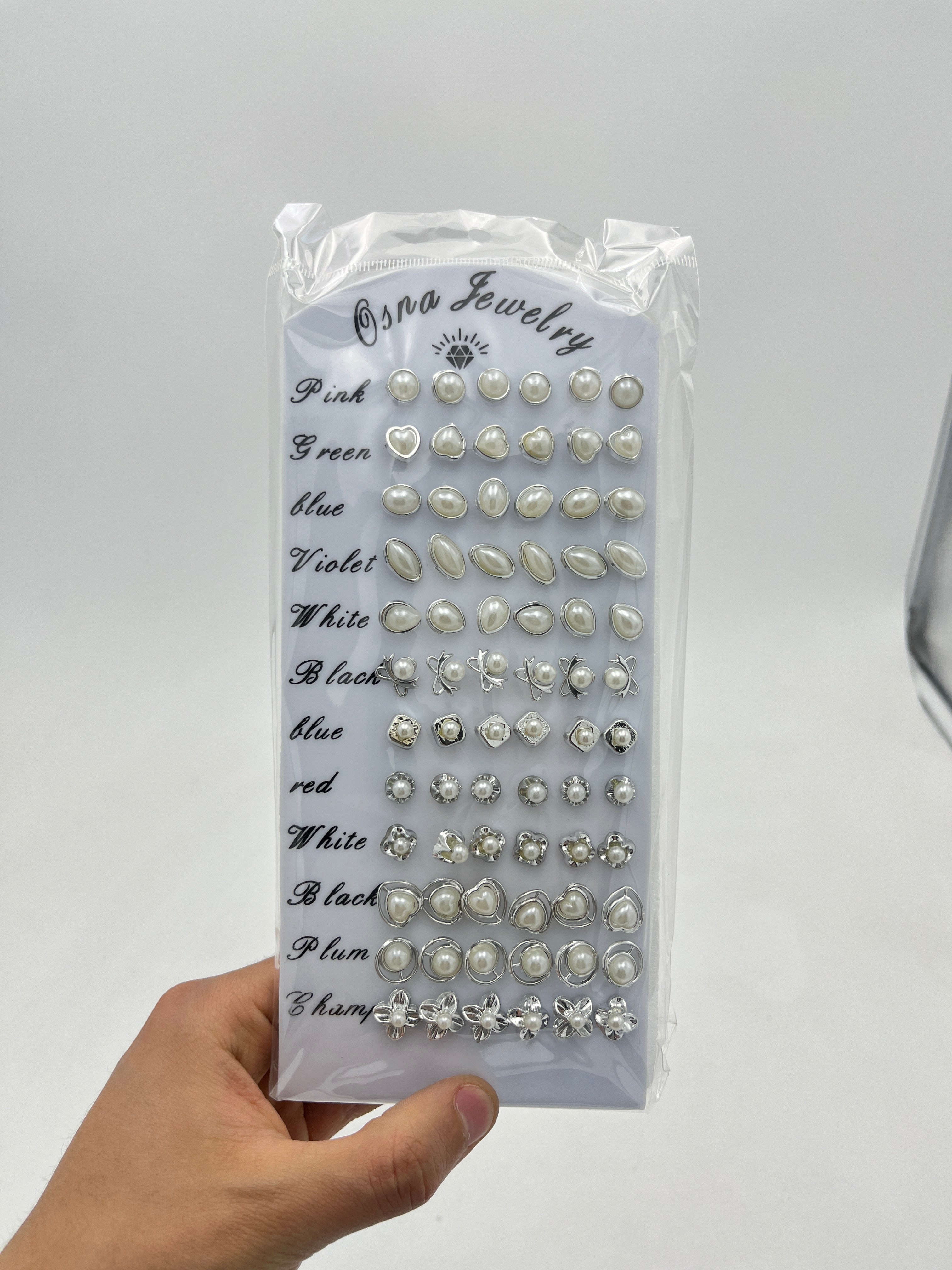 Broqueles perla diseños variados - Paquete de 36 piezas 1.75 c/u