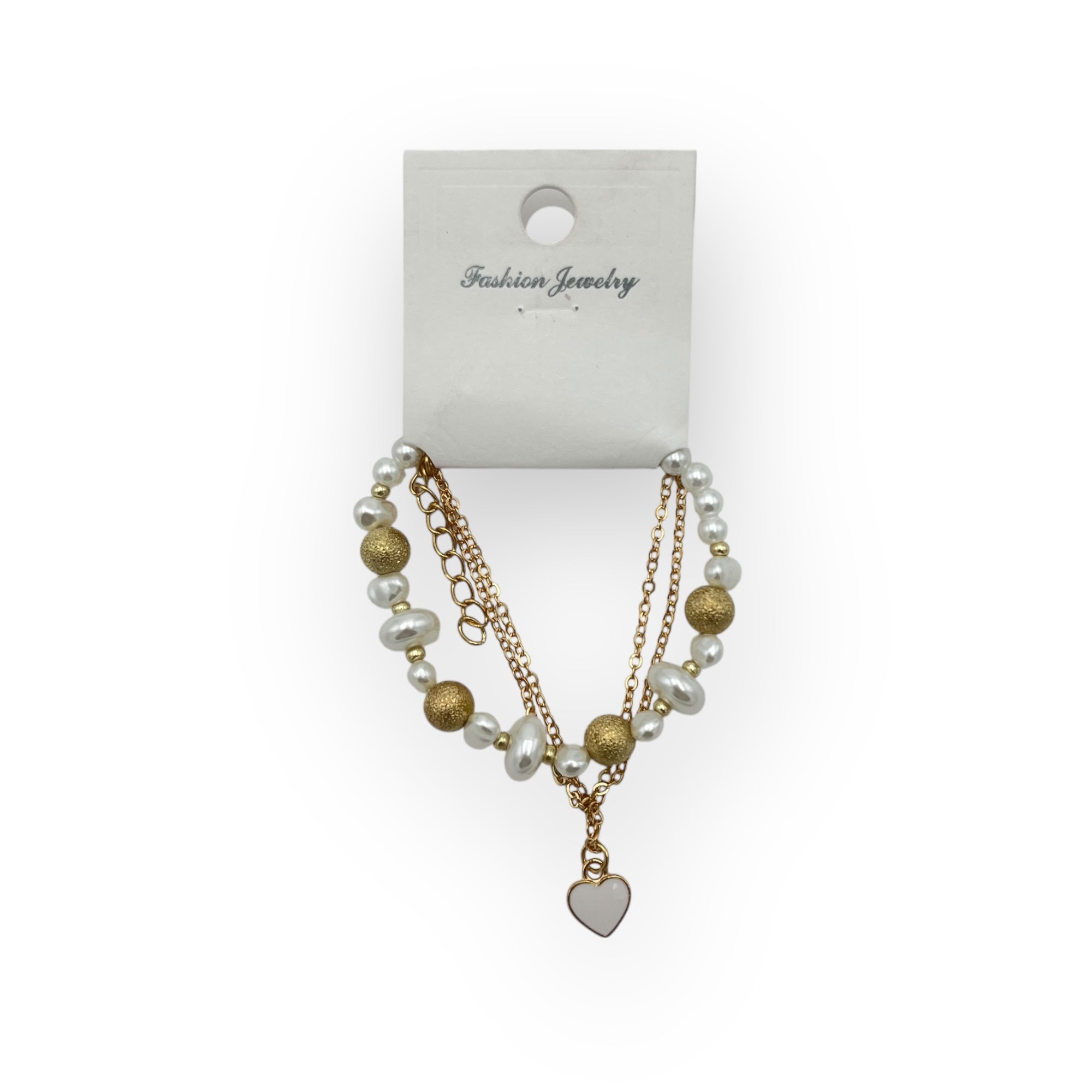 Pulsera Triple Cuentas y Corazon - Paquete de 12 piezas 14.08 c/u