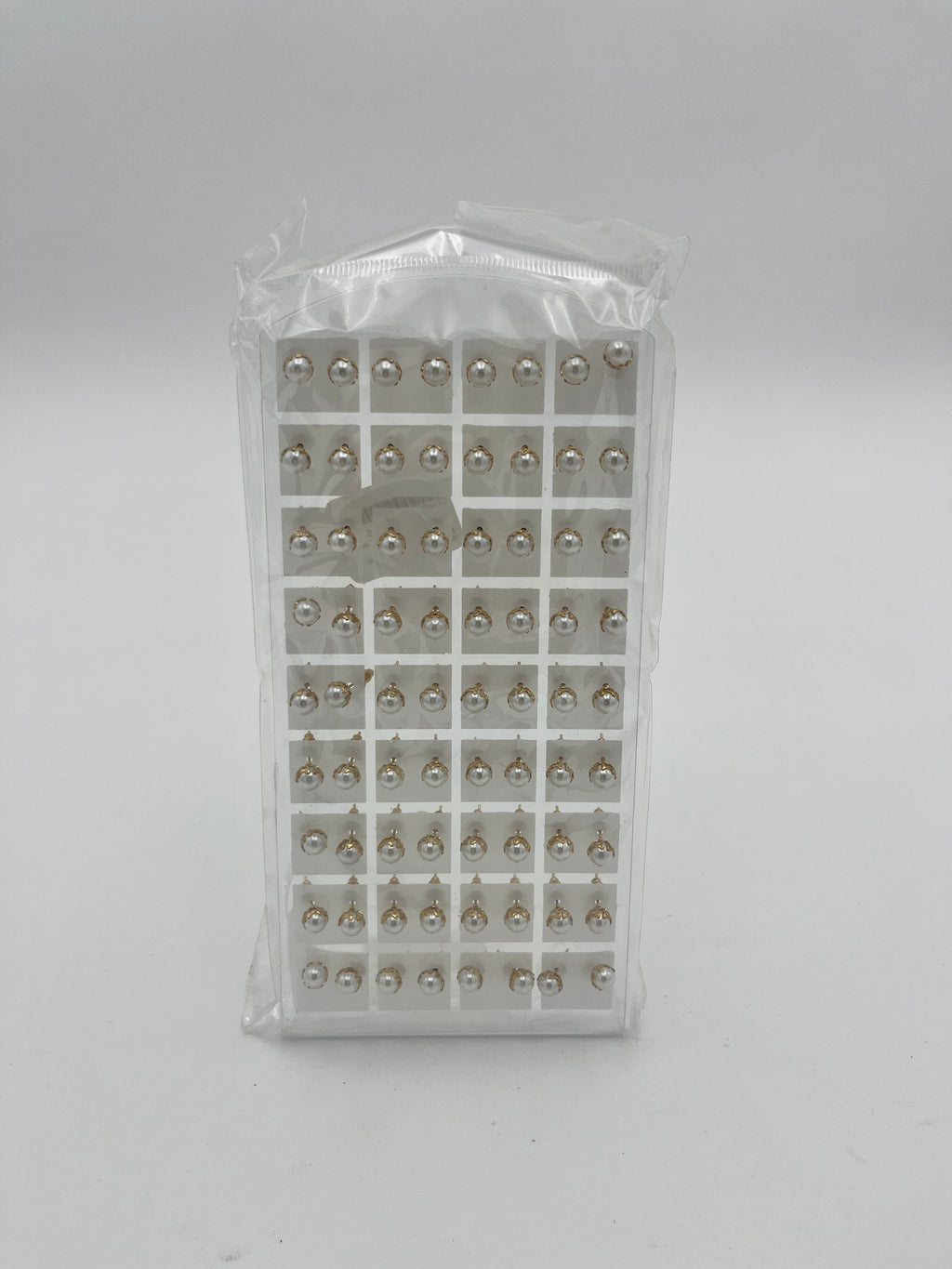 Broqueles Perla blanca c/dorado - Paquete de 36 piezas 1.75 c/u