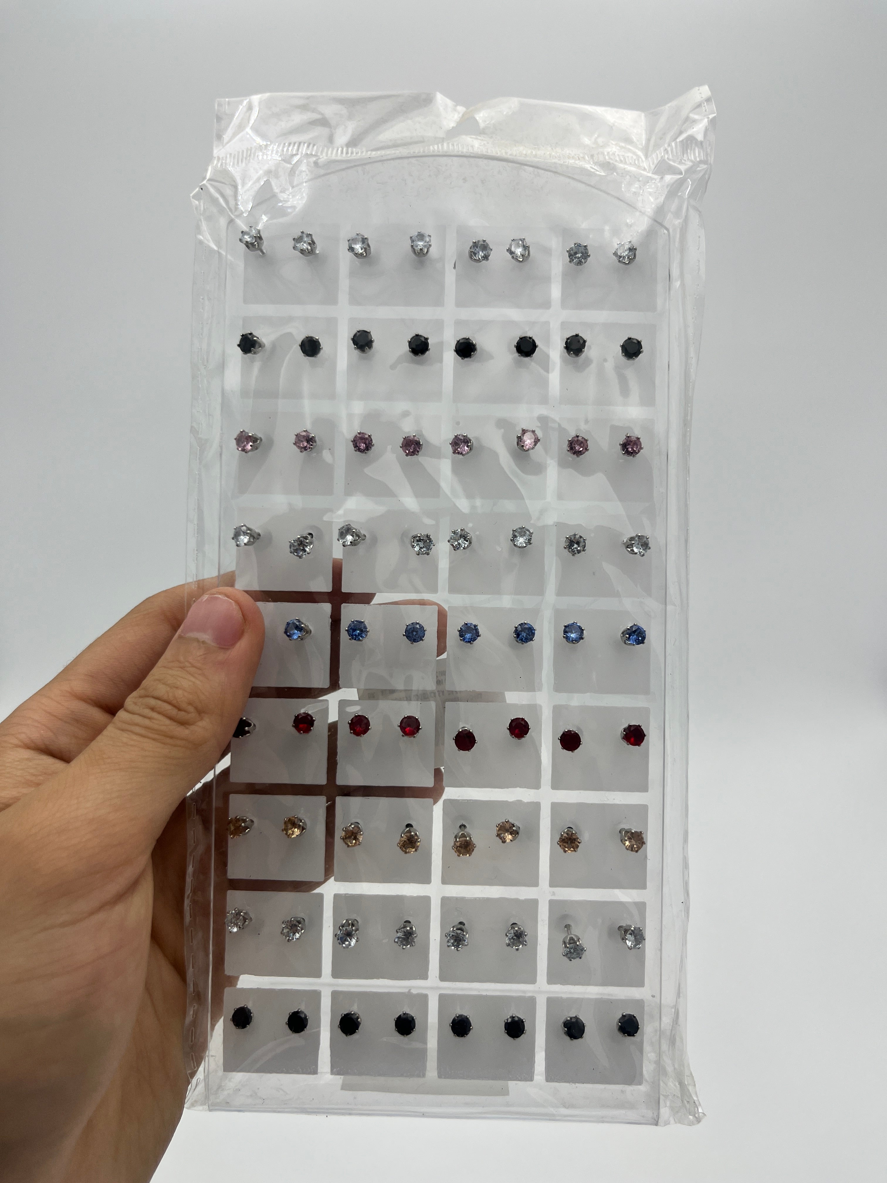 Broqueles zirconia chicos colores - Paquete de 36 piezas 1.75 c/u