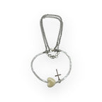 Pulsera Triple Plateada Corazón y Cruz - Paquete de 12 piezas 14.08 c/u
