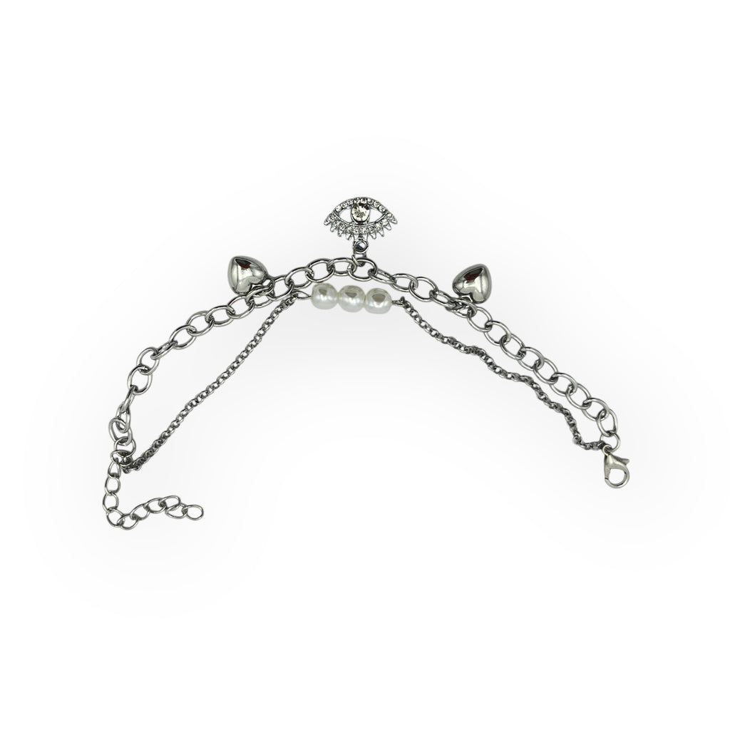 Pulsera Doble Plateada Ojo - Paquete de 12 piezas 14.08 c/u